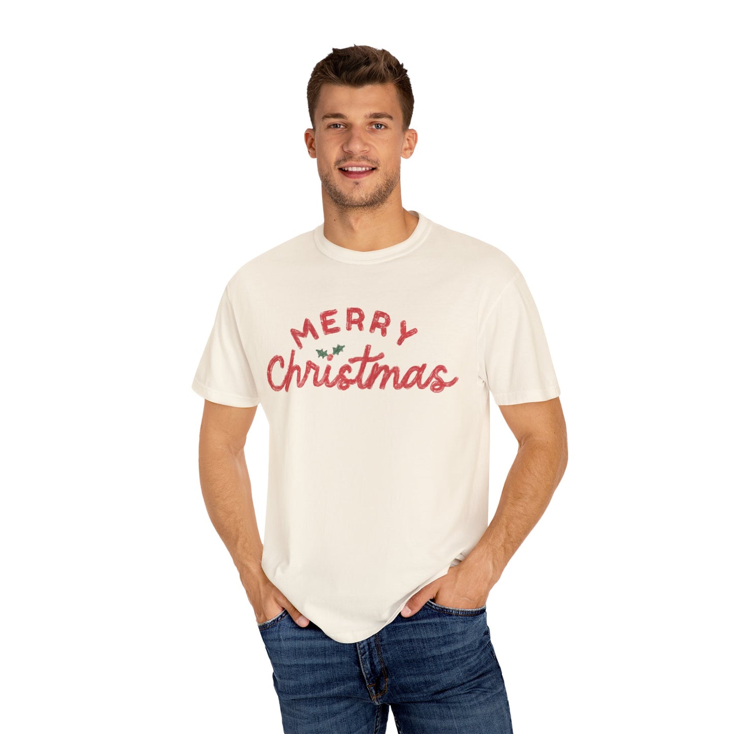 Merry Christmas - Unisex Garment-Dyed Comfort Colors T-shirt - by Christy Beasley