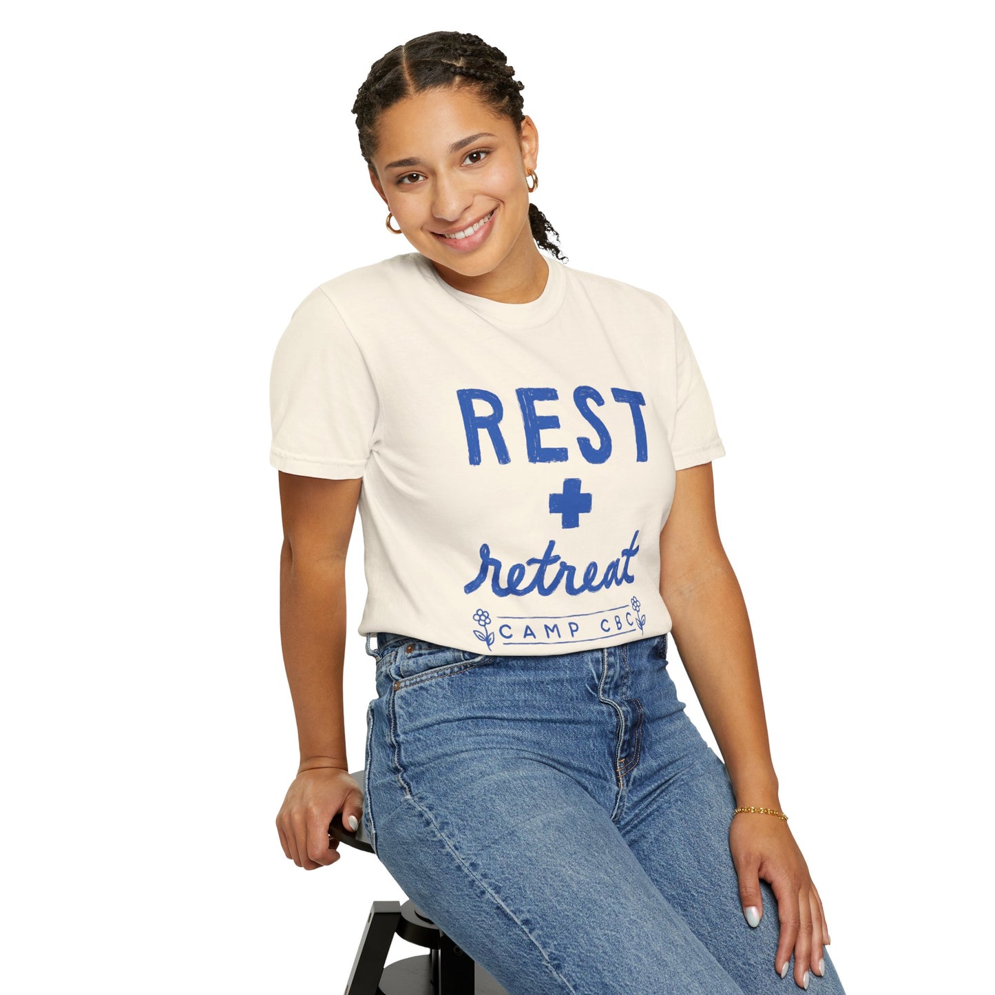 “Rest + Retreat” - Camp CBC 2024 - Unisex Garment-Dyed Comfort Colors T-shirt - by Christy Beasley