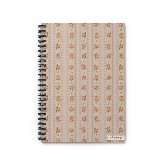 “Granny Floral Stripes”  Spiral Notebook - Ruled Line - by Christy Beasley