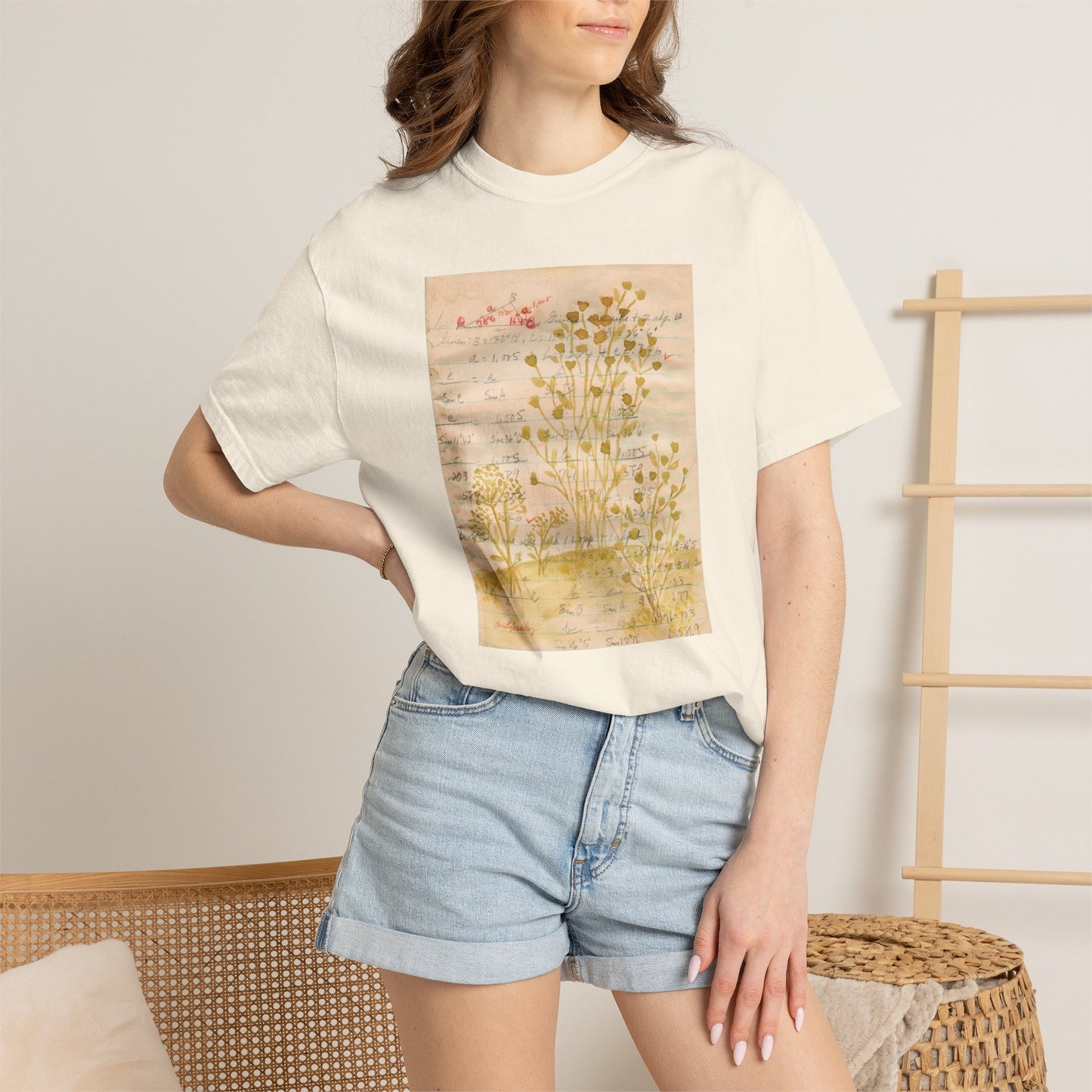 Sketchbook Floral Scan #1 - Unisex Garment-Dyed Comfort Colors T-shirt - by Christy Beasley