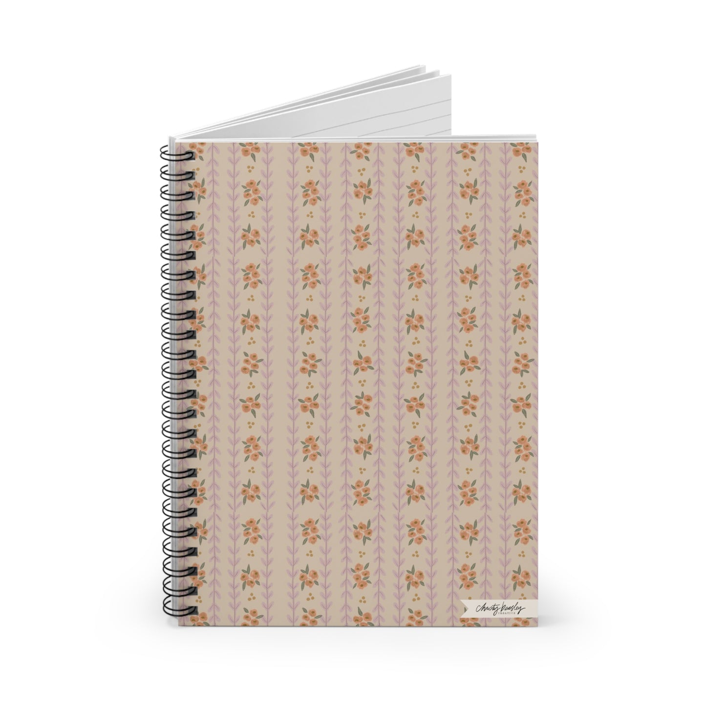 “Granny Floral Stripes”  Spiral Notebook - Ruled Line - by Christy Beasley