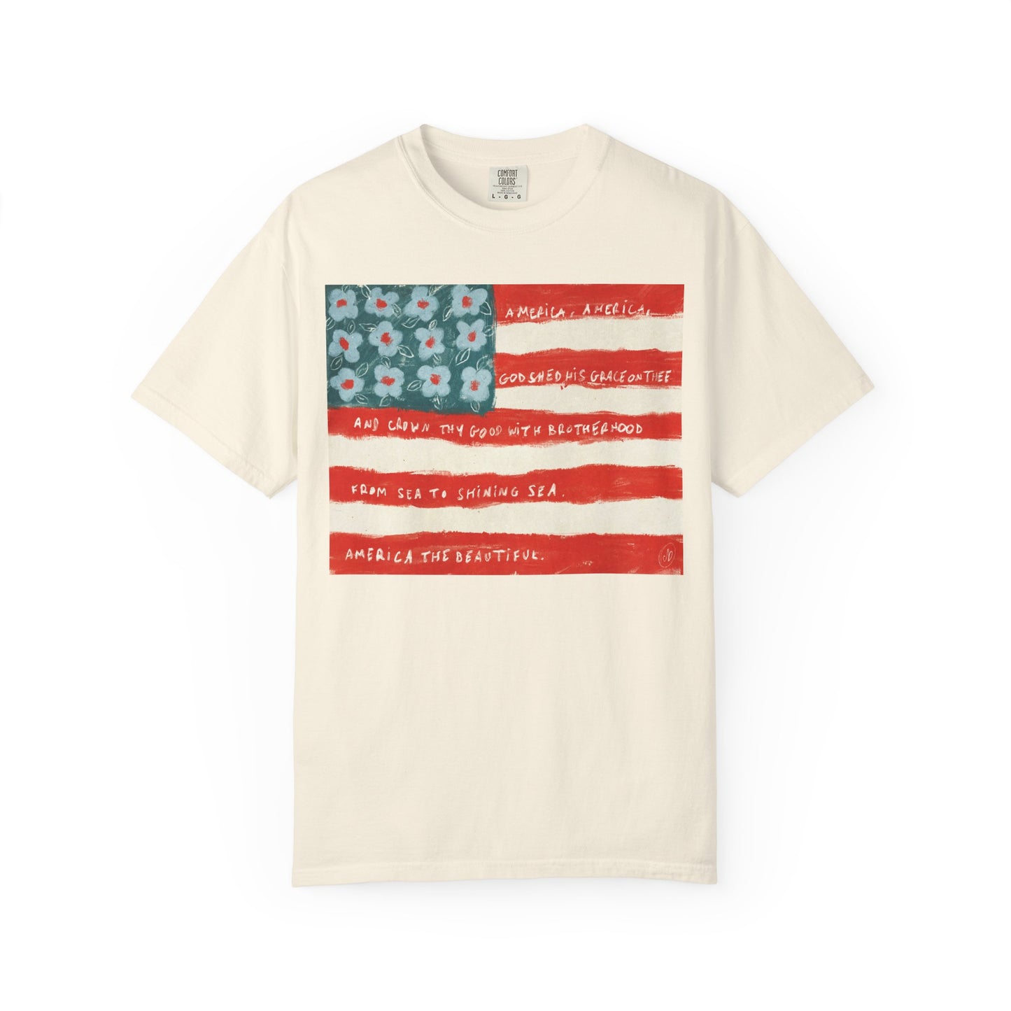 AMERICAN FLAG - Unisex Garment-Dyed Comfort Colors T-shirt - by Christy Beasley