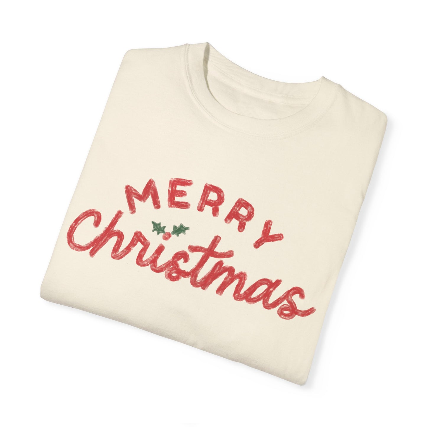 Merry Christmas - Unisex Garment-Dyed Comfort Colors T-shirt - by Christy Beasley