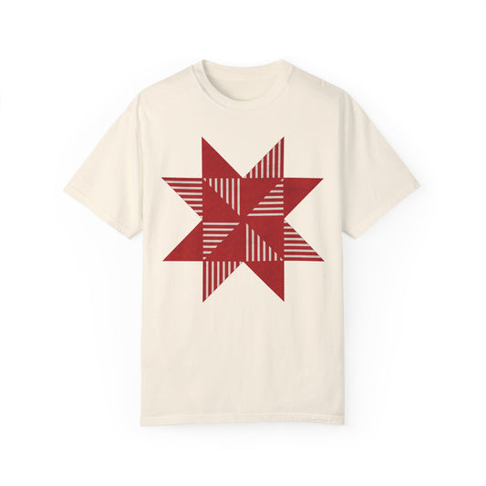 Christmas Quilted Star - Unisex Garment-Dyed Comfort Colors T-shirt - by Christy Beasley