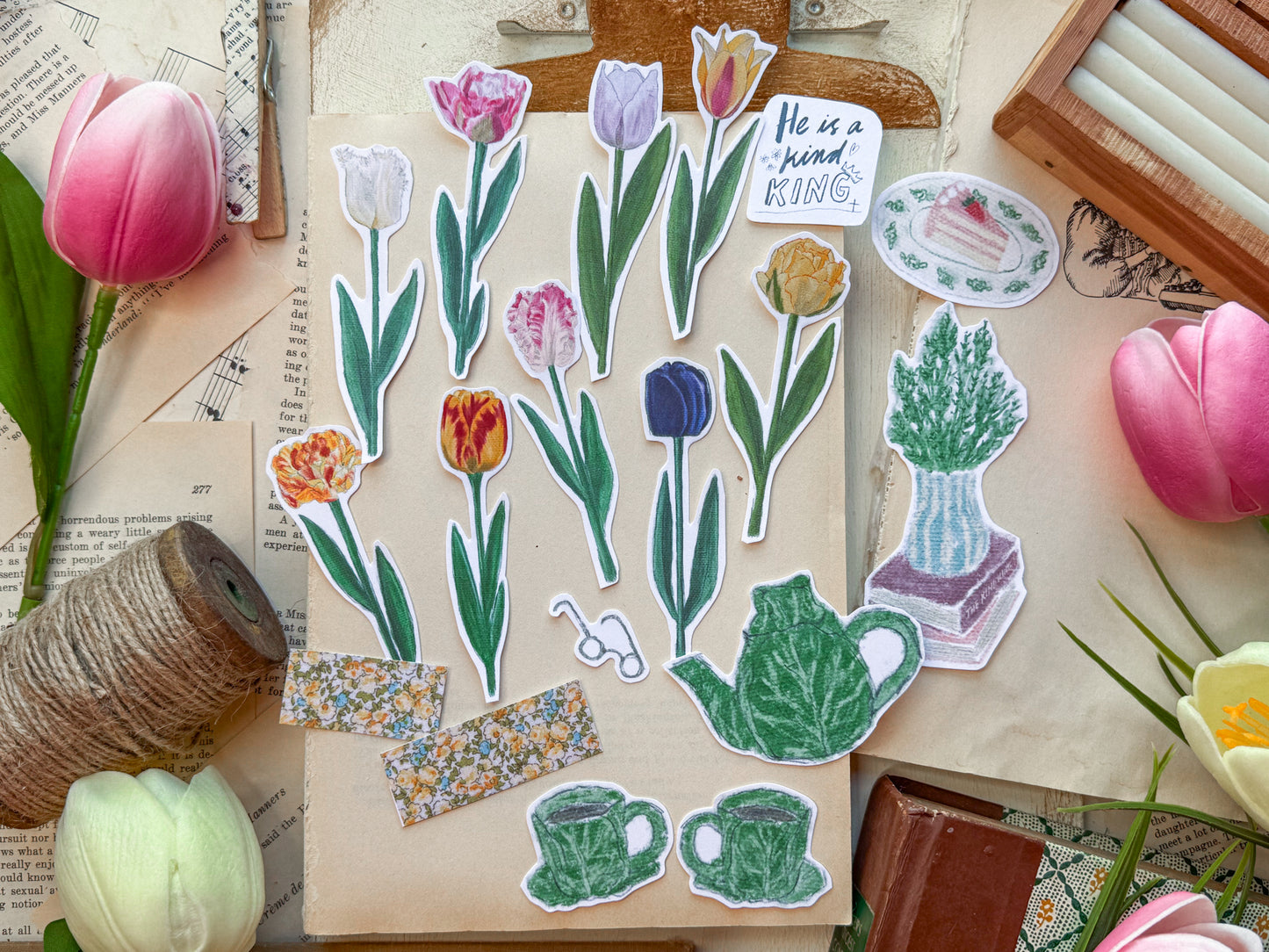 Spring Stickers and Ephemera Digital Download