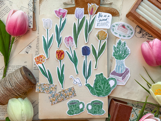 Spring Stickers and Ephemera Digital Download