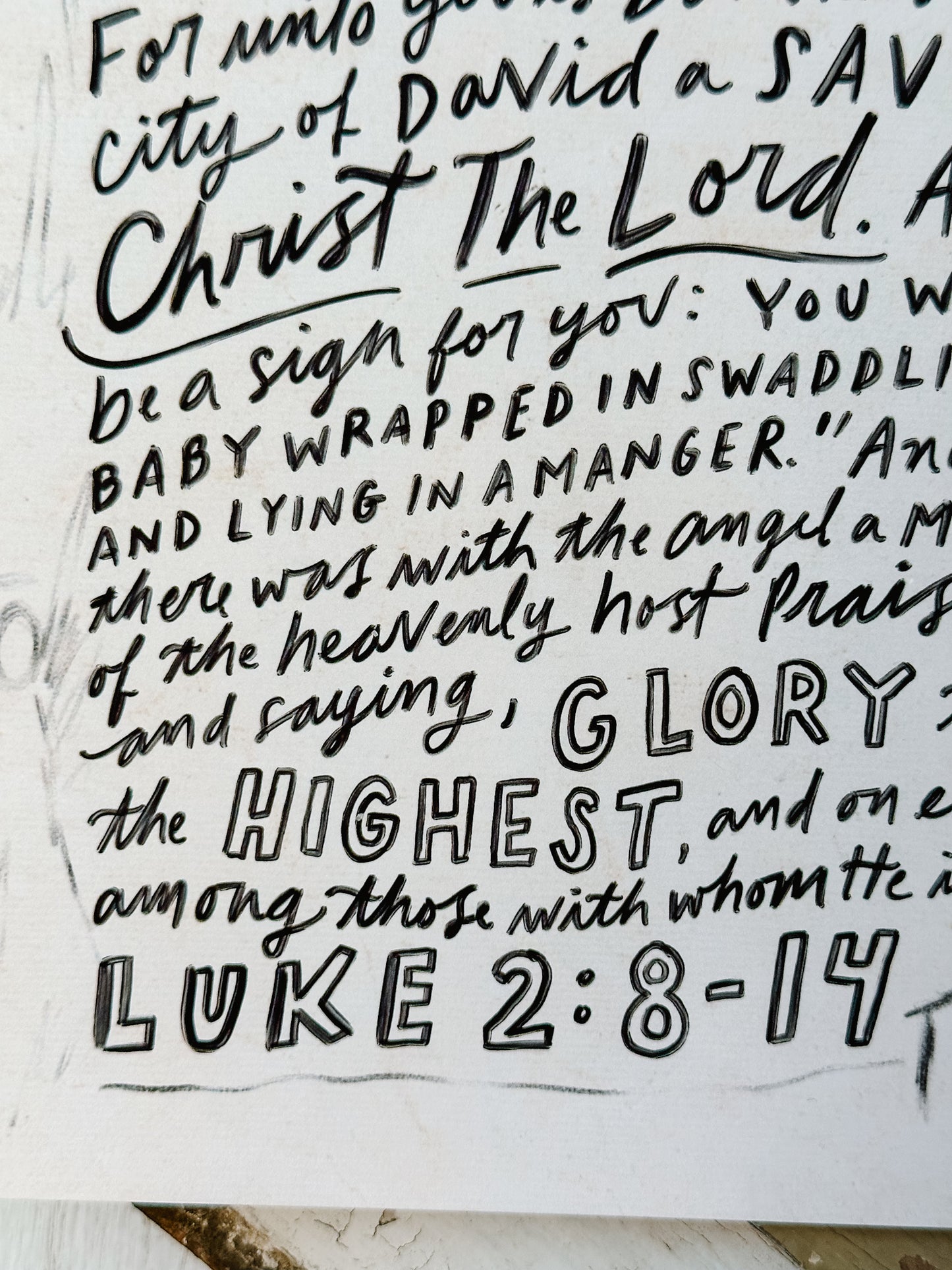 Luke 2 Handlettered Art Print