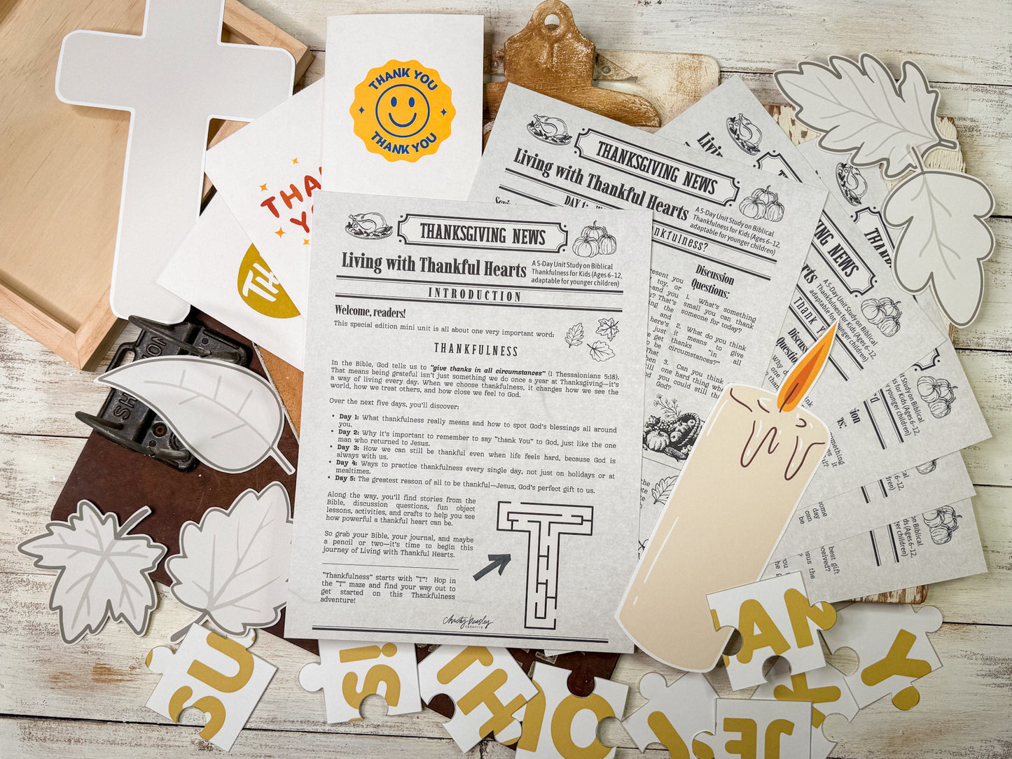 Living with Thankful Hearts Mini Unit Study Digital Download