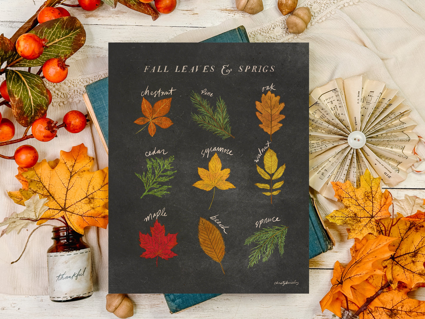 Fall Leaves and Sprigs Poster