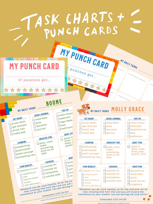 Task Chart and Punch Card System Digital Download