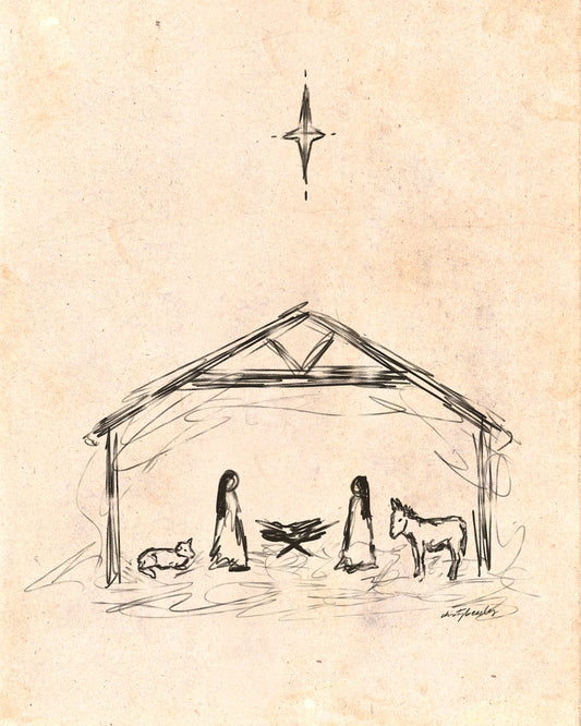 Sketch Nativity Print