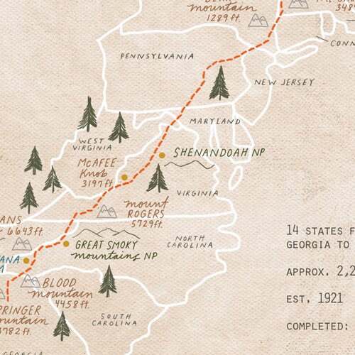 Appalachian Trail Map Print