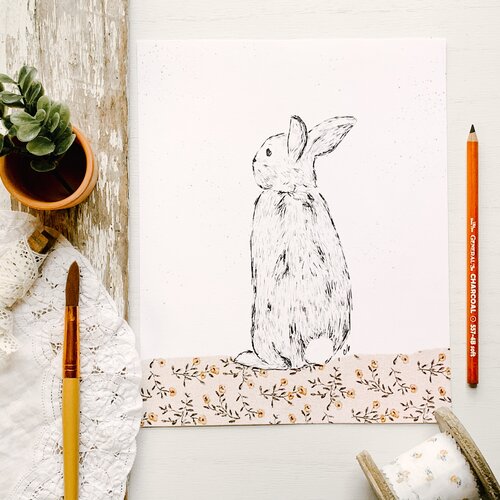 Bunny Charcoal Print