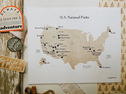 U.S. National Parks Map Print